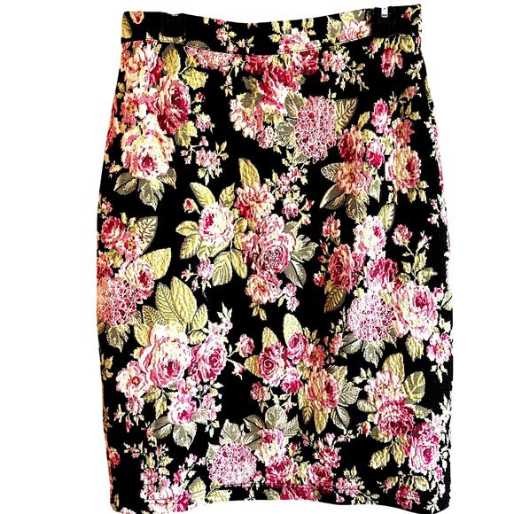 Maeve by Anthropologie Midi Pencil Skirt Floral Textured Exposed Back Zip Sz M - Picture 1 of 7
